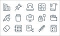 work office supply line icons. linear set. quality vector line set such as balance sheet, share, eraser, cutter, deposit, favorite