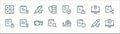 work office supply line icons. linear set. quality vector line set such as desktop computer, reload, search, locked, desktop, shop