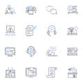 Work offsite line icons collection. Remote, Telecommute, Virtual, Offsite, Distance, Out-of-office, Mobile vector and