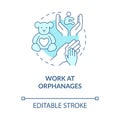 Work at orphanages blue concept icon