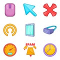 Work out icons set, cartoon style