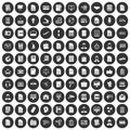 100 work paper icons set black circle Royalty Free Stock Photo