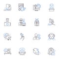Work personas line icons collection. Managerial, Innovator, Hardworking, Creative, Dynamic, Resourceful, Analytical