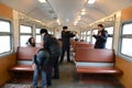 The work of the police detention of violators of public order on the train.