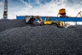 Work in port coal handling terminal. Royalty Free Stock Photo