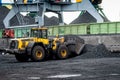 Work in port coal handling terminal. Royalty Free Stock Photo