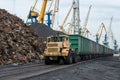 Work in port coal handling terminal. Royalty Free Stock Photo
