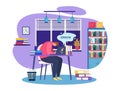 Work problem vector illustration, cartoon busy people working hard in stress, have crisis, business task error concept