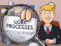 Work Processes through Magnifying Glass. Doodle Design. Royalty Free Stock Photo