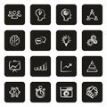 Work Productivity Icons Freehand White On Black