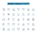 Work productivity linear icons set. Efficiency, Motivation, Focus, Time-management, Organization, Prioritization Royalty Free Stock Photo