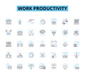 Work productivity linear icons set. Efficiency, Motivation, Focus, Time-management, Organization, Prioritization Royalty Free Stock Photo