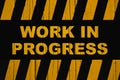 Work in progress warning sign with dark yellow orange and black stripes Royalty Free Stock Photo