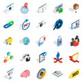 Work on the project icons set, isometric style Royalty Free Stock Photo