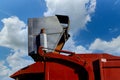 Work of public services for loading household waste from the container into the car Royalty Free Stock Photo