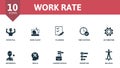 Work Rate icon set. Contains editable icons personal productivity theme such as potencial, planning, automatism and more
