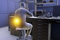 Work-related musculoskeletal disorders in laboratory workers, 3D illustration