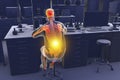 Work-related musculoskeletal disorders in laboratory workers, 3D illustration