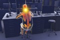 Work-related musculoskeletal disorders in laboratory workers, 3D illustration