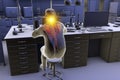 Work-related musculoskeletal disorders in laboratory workers, 3D illustration