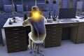 Work-related musculoskeletal disorders in laboratory workers, 3D illustration