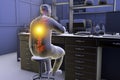 Work-related musculoskeletal disorders in laboratory workers, 3D illustration