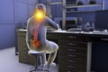 Work-related musculoskeletal disorders in laboratory workers, 3D illustration