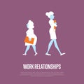 Work relationships banner with businesswomen