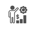 Employees wealth icon. Work results sign. Money chart. Vector
