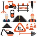 work,road works flat design icons