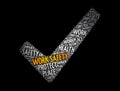 Work Safety check mark word cloud collage with terms such as employee, company, business concept background Royalty Free Stock Photo