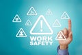 Work Safety Concept on the virual screen. Royalty Free Stock Photo