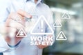 Work Safety Concept on the virual screen. Royalty Free Stock Photo