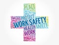 Work Safety cross word cloud collage with terms such as employee, company, business concept background Royalty Free Stock Photo