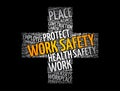 Work Safety cross word cloud collage with terms such as employee, company, business concept background Royalty Free Stock Photo