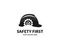 Work safety, Engineer helmet, safety equipment, construction concept logo design. Helmet for workman as engineer or worker.