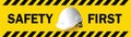 Work safety, Engineer helmet on yellow background