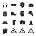 Work safety, protection equipment icons set Royalty Free Stock Photo