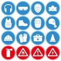 Work safety, protection equipment icons set Royalty Free Stock Photo