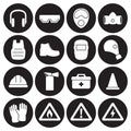 Work safety, protection equipment icons set Royalty Free Stock Photo