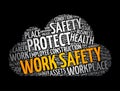 Work Safety word cloud collage with terms such as employee, company, business concept background Royalty Free Stock Photo