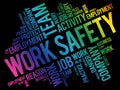 Work Safety word cloud collage with terms such as employee