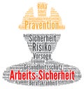 Work safety word cloud concept in German Royalty Free Stock Photo