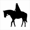 silhouette of a woman riding a horse, on a white background Royalty Free Stock Photo