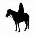 silhouette of a woman riding a horse, on a white background Royalty Free Stock Photo