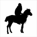 silhouette of a woman riding a horse, on a white background Royalty Free Stock Photo
