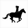 silhouette of a woman riding a horse, on a white background Royalty Free Stock Photo