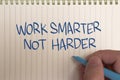 Work smarter not harder, text words typography written on paper, life and business motivational inspirational Royalty Free Stock Photo