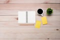 Work space brown wooden office table desk with copy space Royalty Free Stock Photo