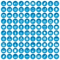 100 work space icons set blue Royalty Free Stock Photo